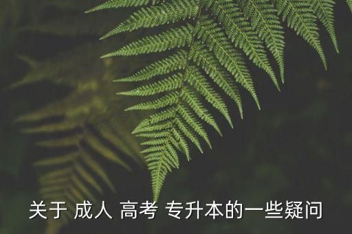 關(guān)于 成人 高考 專升本的一些疑問