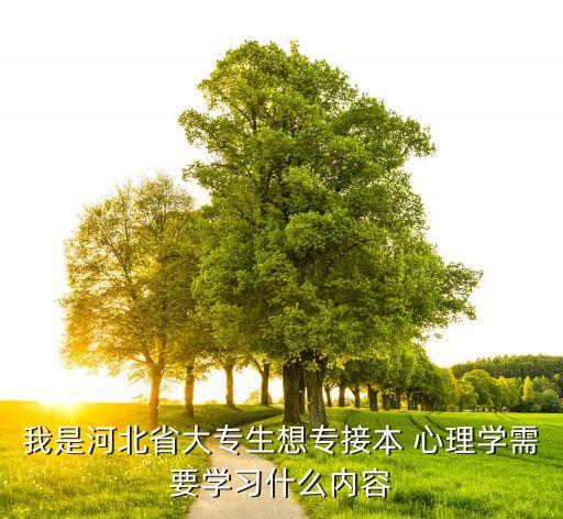 我是河北省大專生想專接本 心理學(xué)需要學(xué)習(xí)什么內(nèi)容