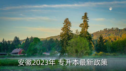 安徽2023年 專升本最新政策