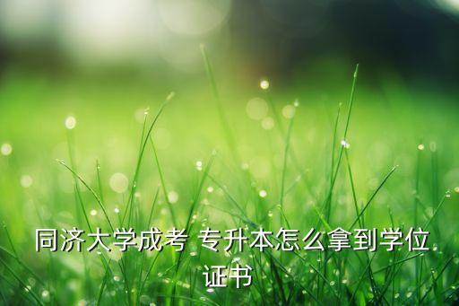  同濟大學(xué)成考 專升本怎么拿到學(xué)位證書