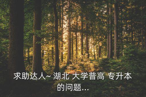 求助達(dá)人~ 湖北 大學(xué)普高 專升本的問題...