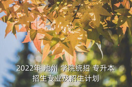 2022年 池州 學院統(tǒng)招 專升本招生專業(yè)及招生計劃