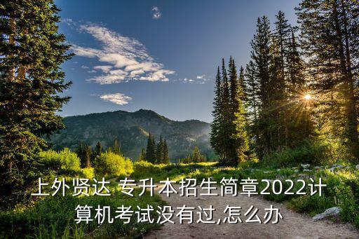 上外賢達(dá) 專升本招生簡章2022計(jì)算機(jī)考試沒有過,怎么辦