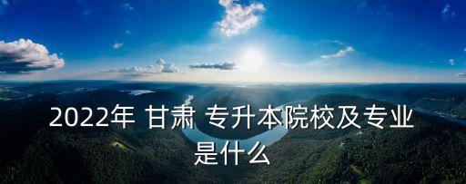 2022年 甘肅 專升本院校及專業(yè)是什么