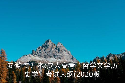 安徽 專升本:成人高考“哲學(xué)文學(xué)歷史學(xué)”考試大綱(2020版