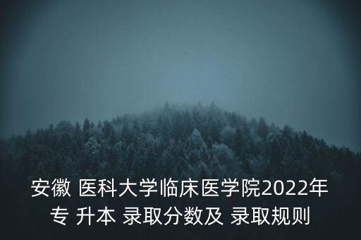 安徽 醫(yī)科大學(xué)臨床醫(yī)學(xué)院2022年專 升本 錄取分?jǐn)?shù)及 錄取規(guī)則