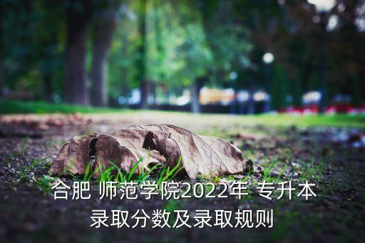  合肥 師范學(xué)院2022年 專升本錄取分?jǐn)?shù)及錄取規(guī)則