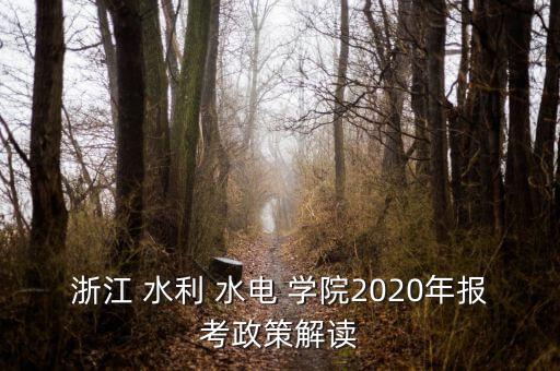 浙江 水利 水電 學院2020年報考政策解讀