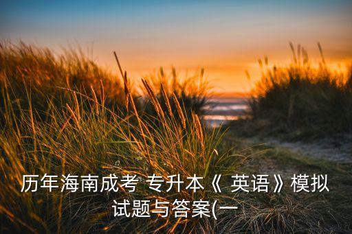 歷年海南成考 專升本《 英語》模擬試題與答案(一