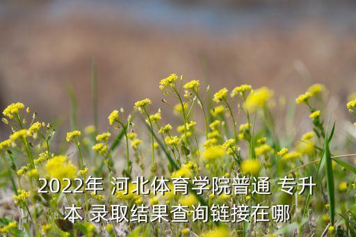 2022年 河北體育學(xué)院普通 專升本 錄取結(jié)果查詢鏈接在哪