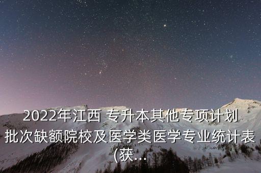 2022年江西 專升本其他專項(xiàng)計(jì)劃批次缺額院校及醫(yī)學(xué)類醫(yī)學(xué)專業(yè)統(tǒng)計(jì)表(獲...