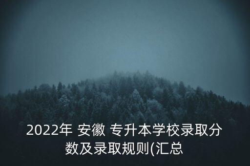 2022年 安徽 專升本學校錄取分數(shù)及錄取規(guī)則(匯總