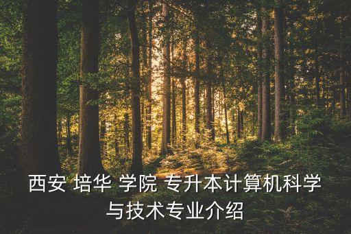 西安 培華 學院 專升本計算機科學與技術專業(yè)介紹