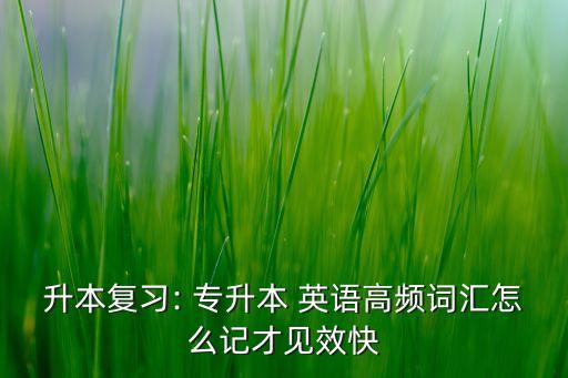 升本復(fù)習(xí): 專升本 英語高頻詞匯怎么記才見效快