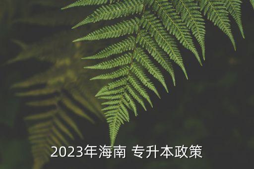 2023年海南 專升本政策