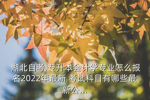  湖北自考 專升本會計學專業(yè)怎么報名2022年最新 考試科目有哪些最新公...