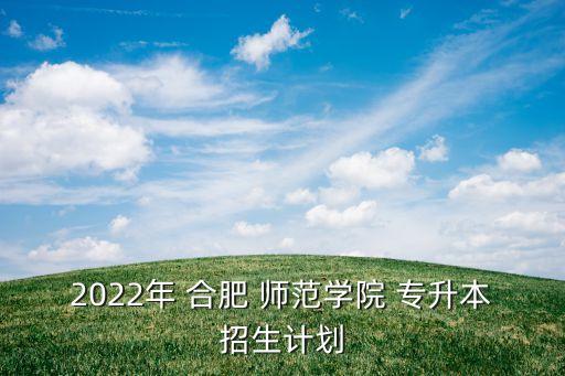 2022年 合肥 師范學(xué)院 專升本招生計(jì)劃