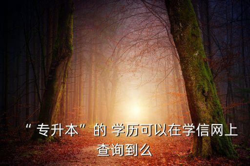 “ 專升本”的 學(xué)歷可以在學(xué)信網(wǎng)上查詢到么