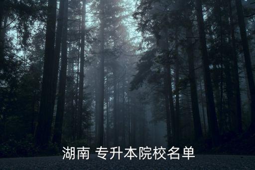  湖南 專升本院校名單