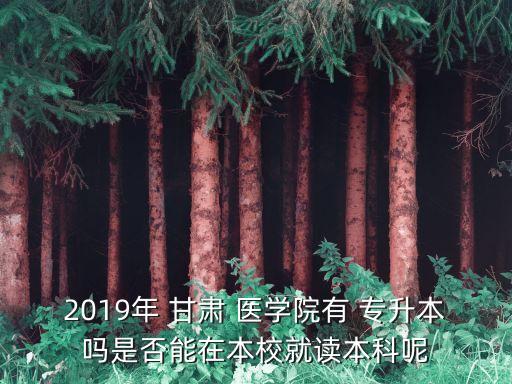 2019年 甘肅 醫(yī)學(xué)院有 專升本嗎是否能在本校就讀本科呢