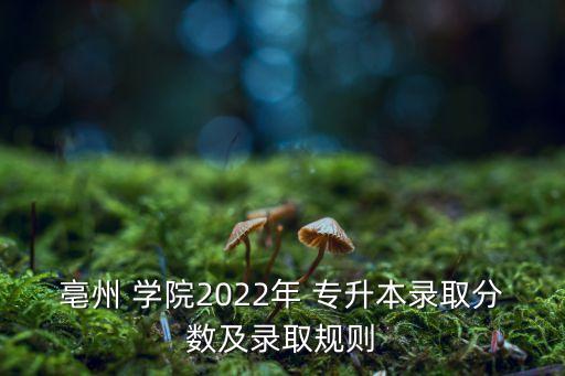 亳州 學(xué)院2022年 專升本錄取分?jǐn)?shù)及錄取規(guī)則