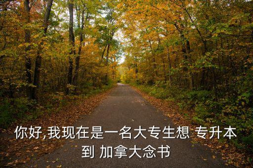 你好,我現(xiàn)在是一名大專生想 專升本到 加拿大念書(shū)