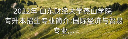 2022年 山東財經(jīng)大學(xué)燕山學(xué)院 專升本招生專業(yè)簡介:國際經(jīng)濟與貿(mào)易專業(yè)...