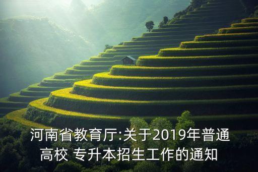  河南省教育廳:關(guān)于2019年普通高校 專升本招生工作的通知