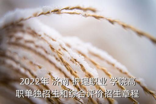 2022年 濟南 護理職業(yè) 學院高職單獨招生和綜合評價招生章程