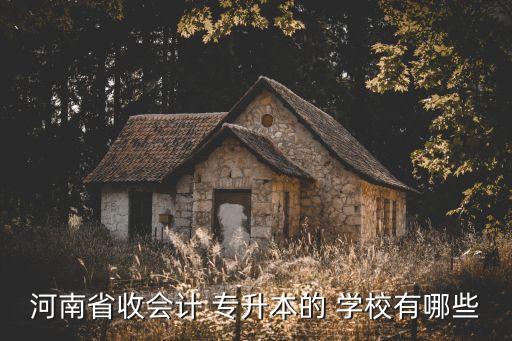 河南省收會計 專升本的 學校有哪些