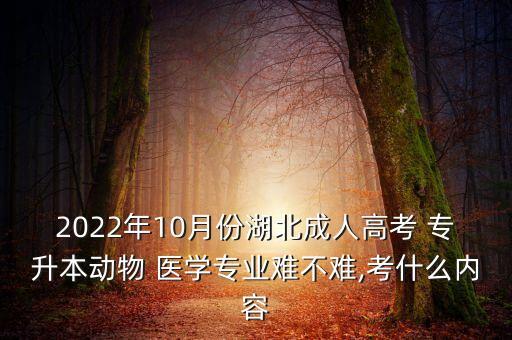 2022年10月份湖北成人高考 專升本動物 醫(yī)學專業(yè)難不難,考什么內(nèi)容