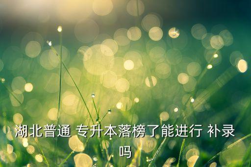 湖北普通 專升本落榜了能進(jìn)行 補(bǔ)錄嗎