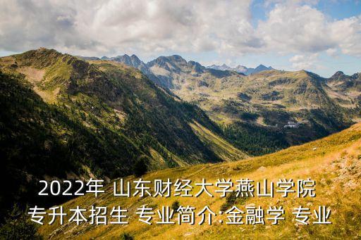 2022年 山東財經(jīng)大學(xué)燕山學(xué)院 專升本招生 專業(yè)簡介:金融學(xué) 專業(yè)