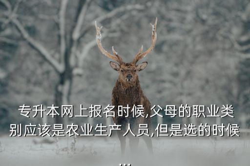  專升本網(wǎng)上報(bào)名時(shí)候,父母的職業(yè)類別應(yīng)該是農(nóng)業(yè)生產(chǎn)人員,但是選的時(shí)候...