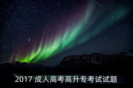 2017 成人高考高升?？荚囋囶}