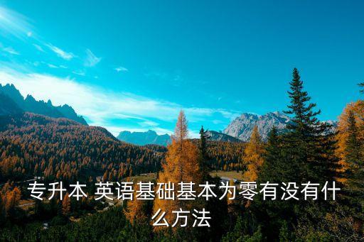  專升本 英語基礎(chǔ)基本為零有沒有什么方法