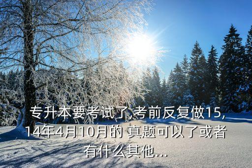  專升本要考試了,考前反復做15,14年4月10月的 真題可以了或者有什么其他...