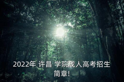 2022年 許昌 學(xué)院成人高考招生簡(jiǎn)章!