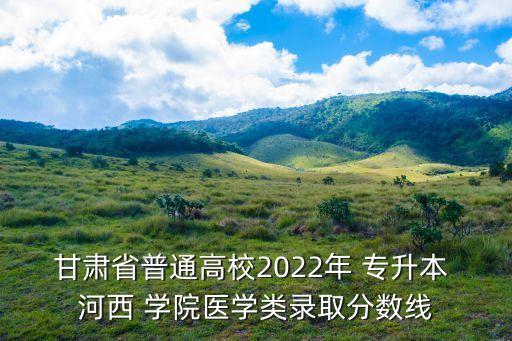 甘肅省普通高校2022年 專(zhuān)升本 河西 學(xué)院醫(yī)學(xué)類(lèi)錄取分?jǐn)?shù)線