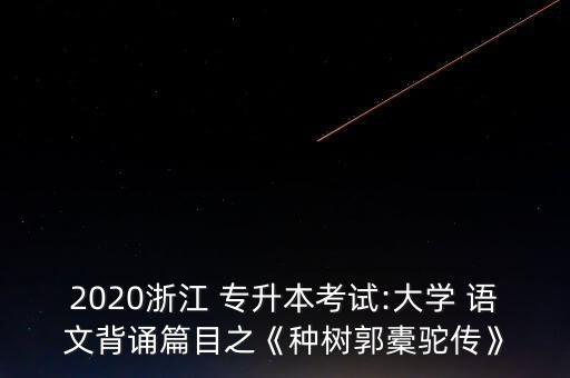 2020浙江 專(zhuān)升本考試:大學(xué) 語(yǔ)文背誦篇目之《種樹(shù)郭橐駝傳》