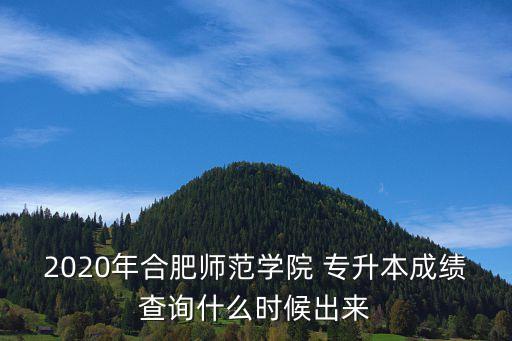 2020年合肥師范學(xué)院 專升本成績查詢什么時(shí)候出來