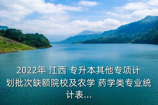 2022年 江西 專升本其他專項計劃批次缺額院校及農(nóng)學(xué) 藥學(xué)類專業(yè)統(tǒng)計表...