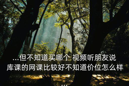 ...但不知道買(mǎi)哪個(gè) 視頻聽(tīng)朋友說(shuō) 庫(kù)課的網(wǎng)課比較好不知道價(jià)位怎么樣...