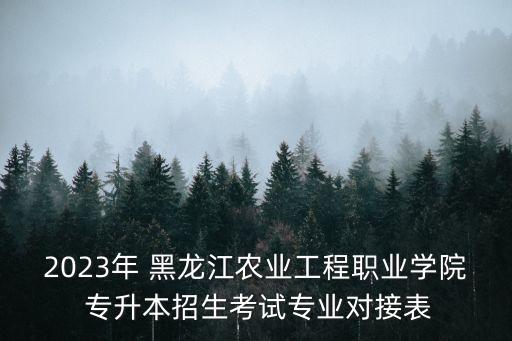 2023年 黑龍江農(nóng)業(yè)工程職業(yè)學院 專升本招生考試專業(yè)對接表