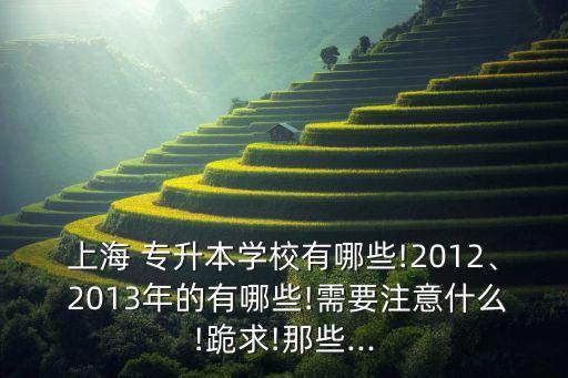 上海 專升本學(xué)校有哪些!2012、 2013年的有哪些!需要注意什么!跪求!那些...