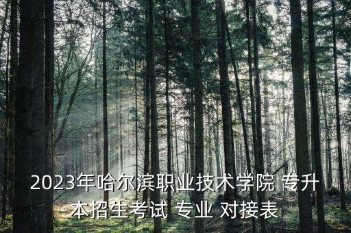 2023年哈爾濱職業(yè)技術(shù)學院 專升本招生考試 專業(yè) 對接表