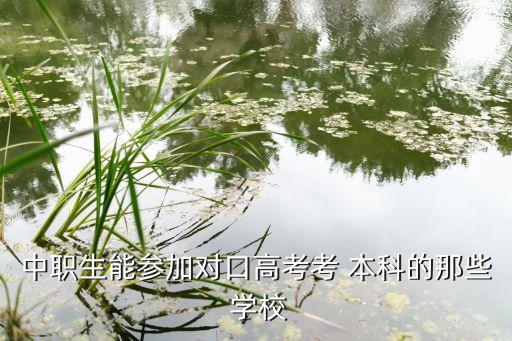 中職生能參加對口高考考 本科的那些 學(xué)校