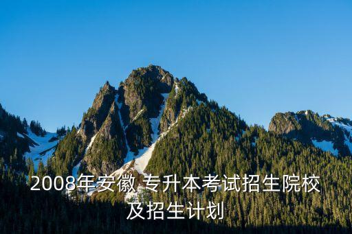 2008年安徽 專升本考試招生院校及招生計劃