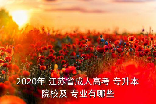 2020年 江蘇省成人高考 專升本院校及 專業(yè)有哪些