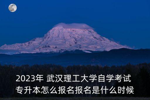 2023年 武漢理工大學(xué)自學(xué)考試 專升本怎么報名報名是什么時候